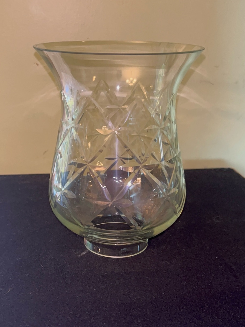 Vintage cut lead crystal hurricane lamp shade/chimney 6.5 inches tall